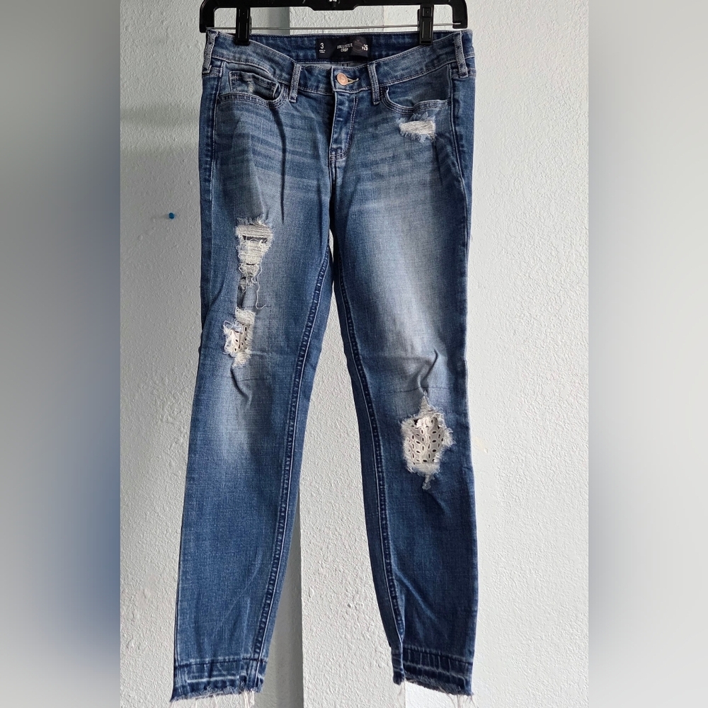 Hollister Women's Distressed Skinny Jeans - Blue